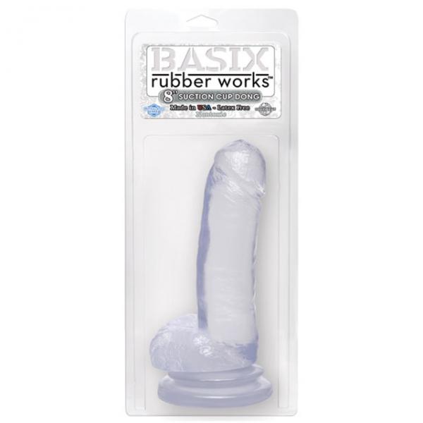 Basix Rubber Works - 8in. Dong With Suction Cup Clear