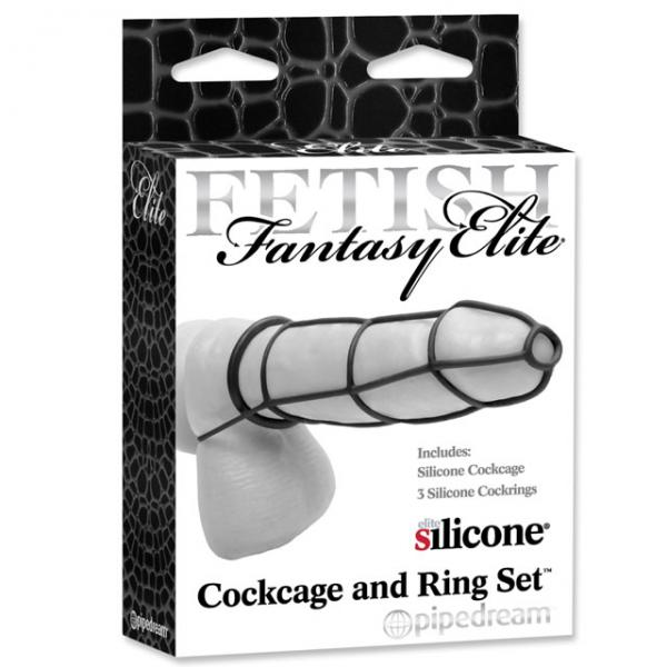 Fetish Fantasy Elite Cockcage And Ring Set Black