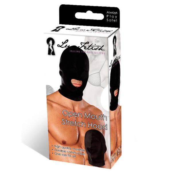 Lux Fetish Open Mouth Stretch Hood Black O/S