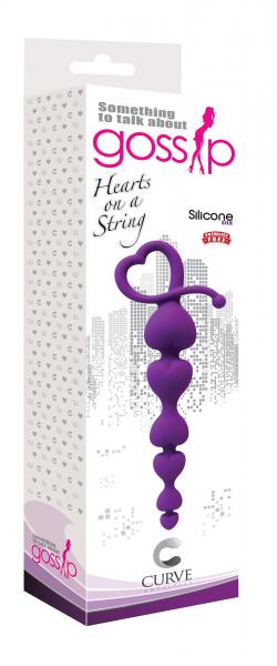 Gossip Hearts On A String Silicone Anal Beads Purple