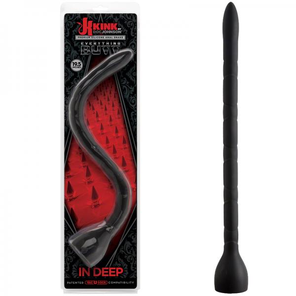 Kink In Deep Silicone Anal Snake 19.5 inches Black