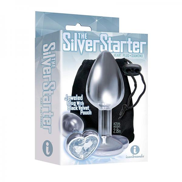 The 9's, The Silver Starter, Bejeweled Heart Stainless Steel Plug, Diamond