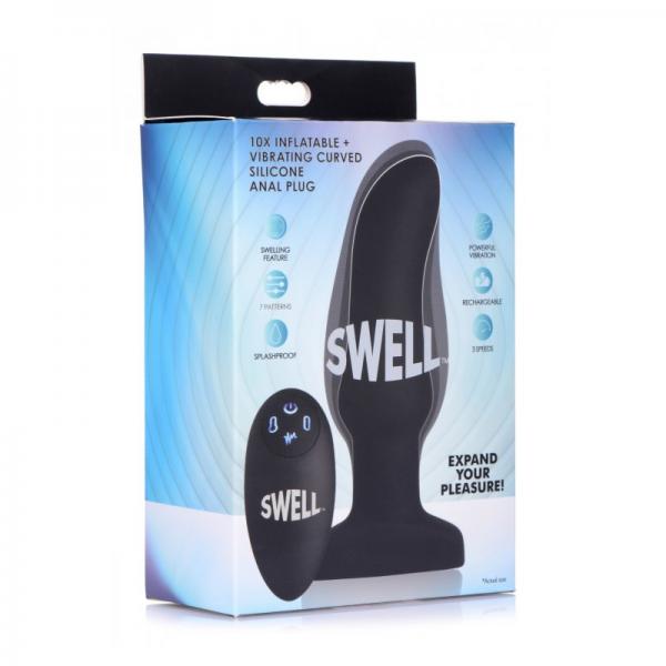 10x Inflatable + Vibrating Curved Silicone Anal Plug