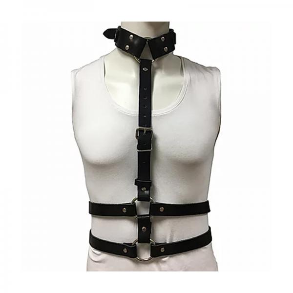 Female Chest Harness With Choker - Black